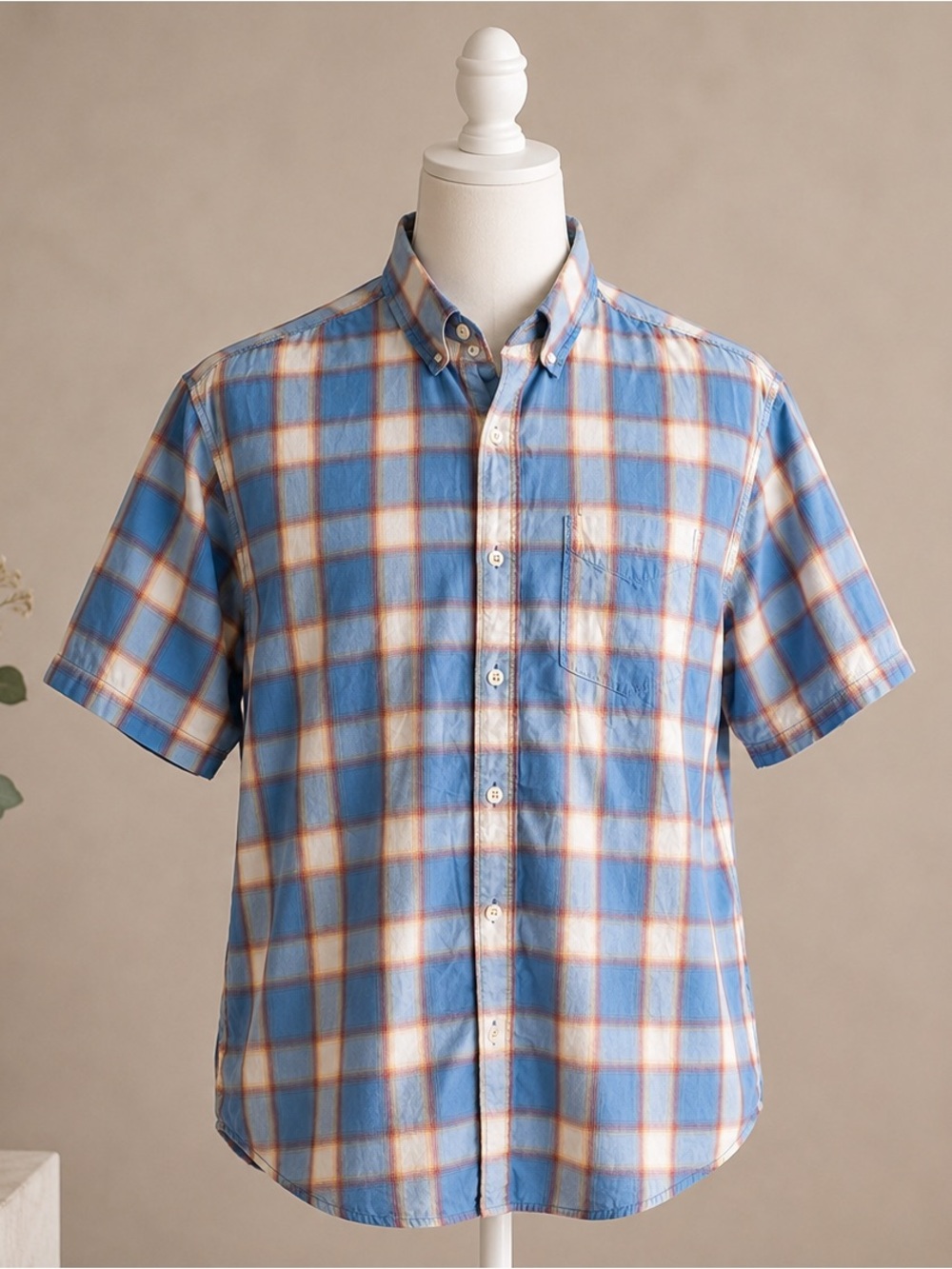 Tommy Bahama Jeans Blue Plaid Short Sleeve Button Front Shirt XL - Picture 2 of 12
